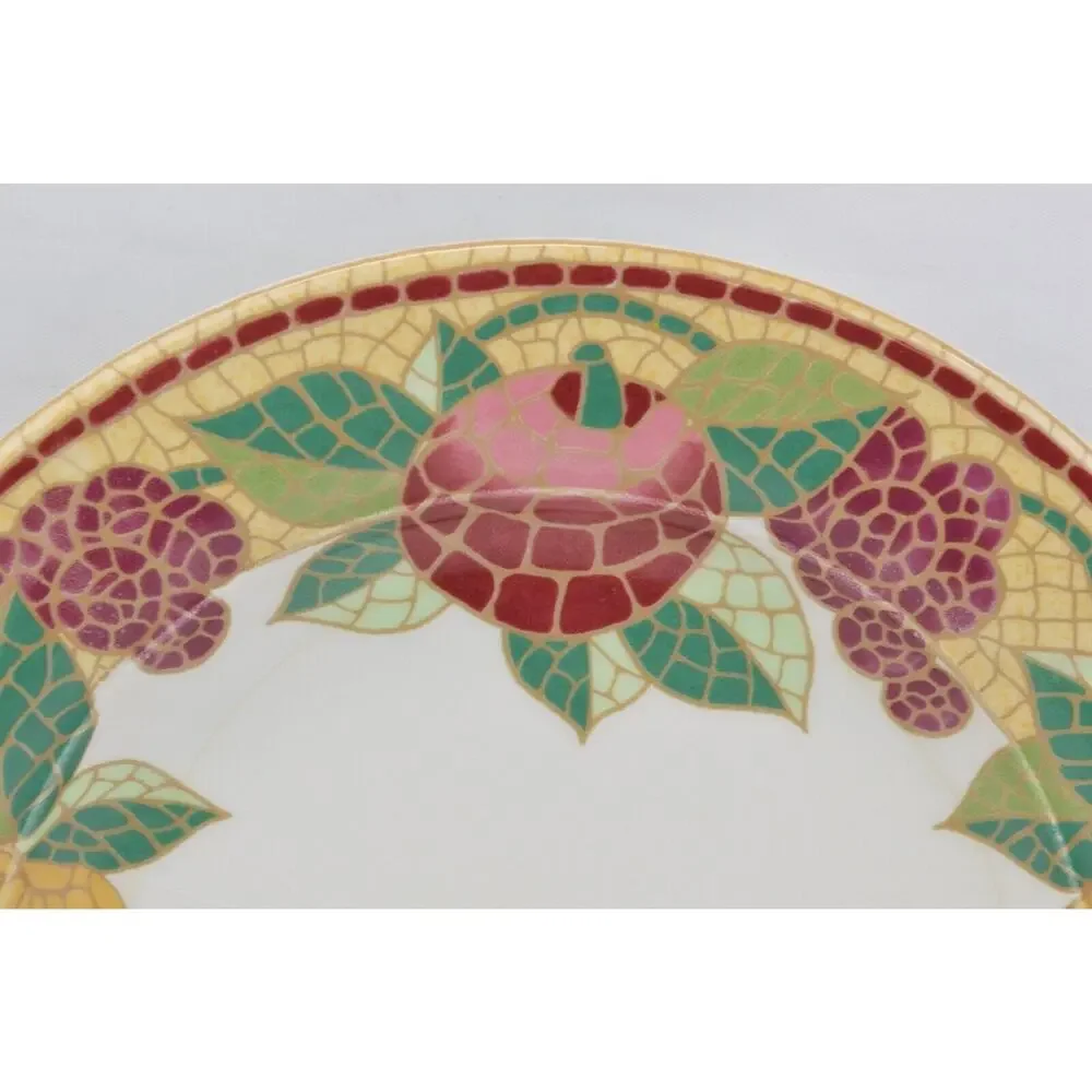 Pier 1 Mosaic Fruit Dinner Plates Set 5 Italy Earthenware 10.5